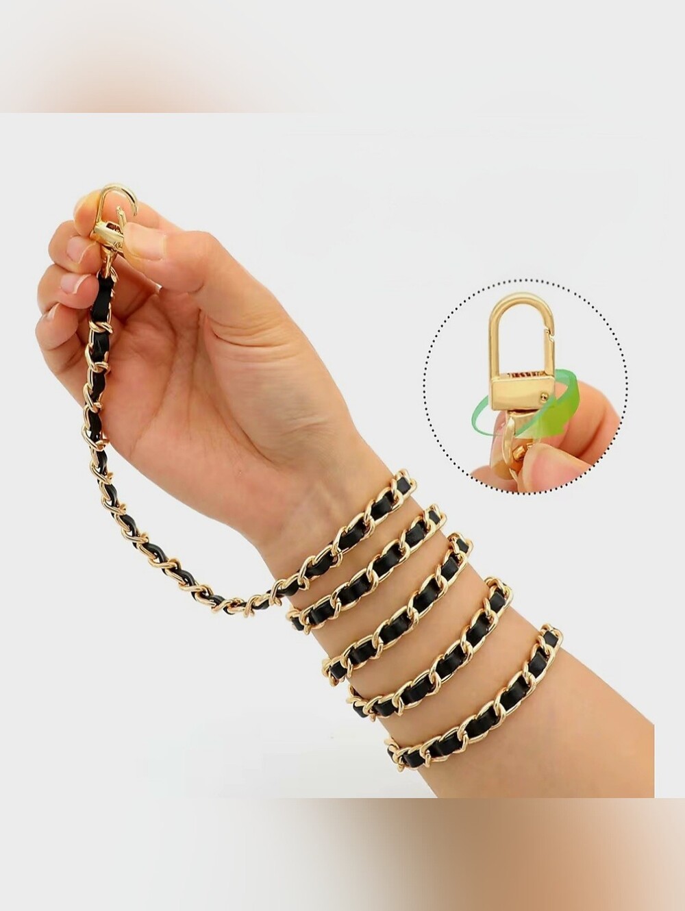 Black Leather & Gold-tone Metal Replacement Bag Strap